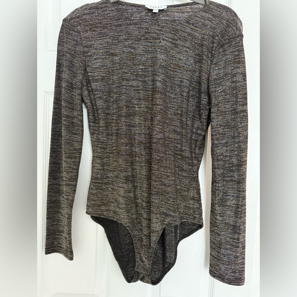Gilli metallic Long Sleeve Bodysuit Sweater